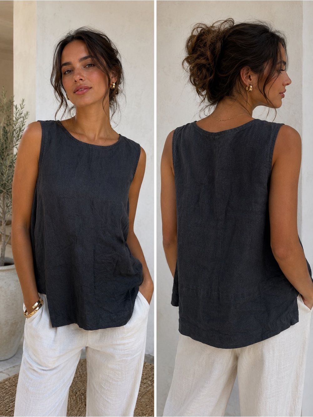 J. Jill 100% Linen Asymmetrical Wrap Tunic Top